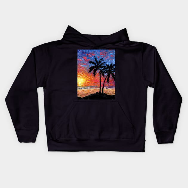 Paradise at Dusk Kids Hoodie by sagittariusgallery